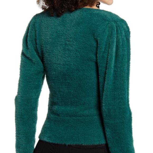 ASTR The Label Fuzzy Crop Sweater Green Size Large - Picture 7 of 12